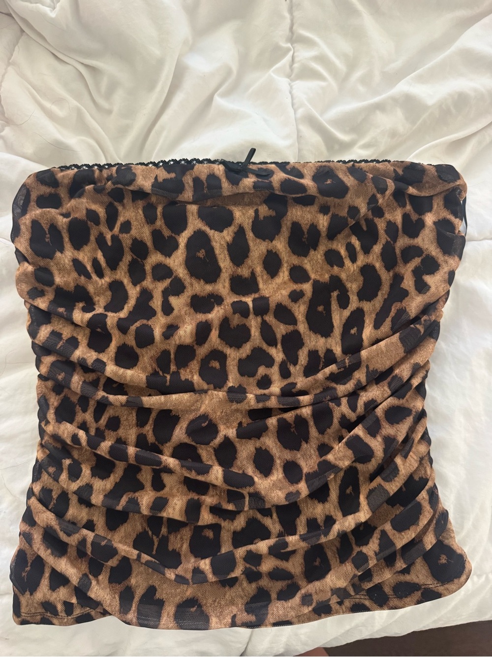 Cotton Candy Leopard Print Tube Top in Brown and Black